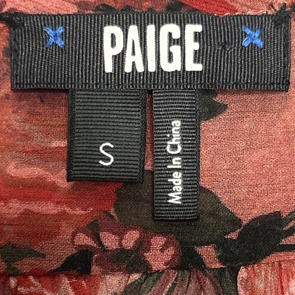 Paige Elynne Silk Blouse Womens Small Floral Tie Garden Party Wedding Guest Rose - Picture 4 of 6